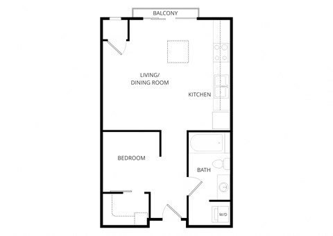 Floor plan for 2 beds, 1 bath, 900 sqft